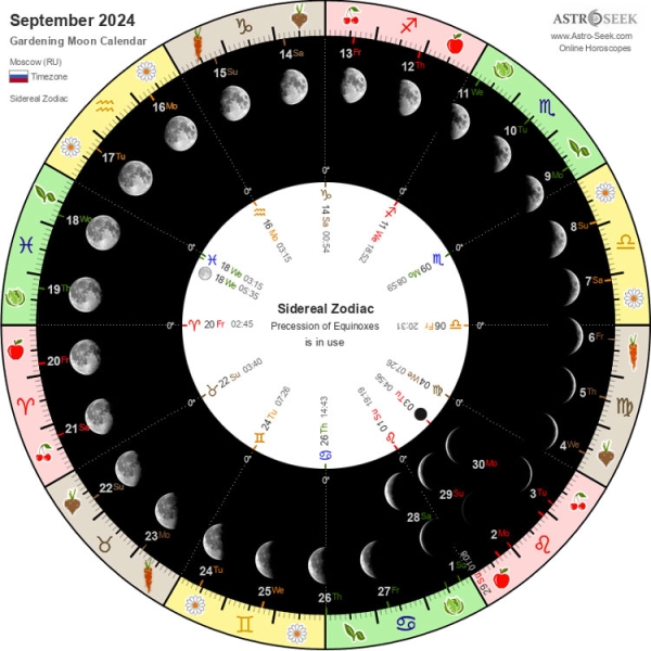 Лунный календарь садовода и огородника на сентябрь 2024 года